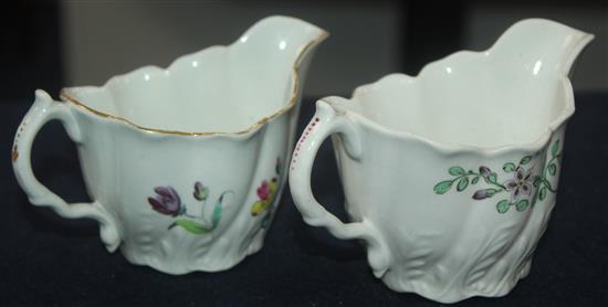 Two Worcester Low Chelsea ewers, c.1765, 7cm